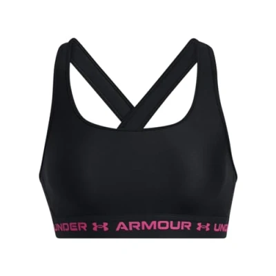 Abbildung von Under Armour Crossback Sportbh mit mittlerer Stützkraft, Damen, Größe: Small, black / astro pink