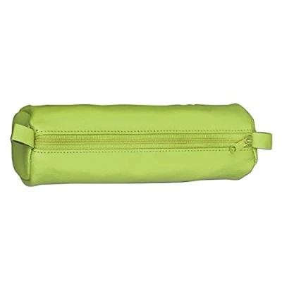 Abbildung von Alassio 43142 Schlamperrolle aus echtem Leder, Stiftetui hellgrün, Schlamper ca. 21 x 6 cm, Schlampermäppchen rund, Etui für Schreibgeräte, Faulenzer mit Reißverschluss
