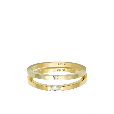 Abbildung von Elli 2 PACK Basic Ring goldcoloured, Damen, Größe: 54, Gold coloured