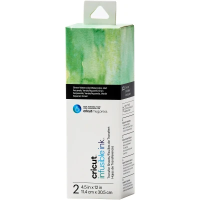 Abbildung von Cricut Infusible Ink Accessoire Transfer Sheets 14x33 cm 2er Pack, Green Watercolor