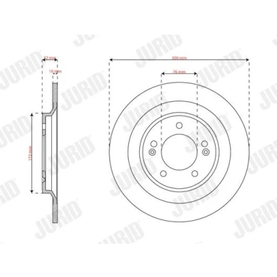 Abbildung von JURID Bremsscheibe HYUNDAI: Tucson 300mm 10mm 5 voll beschichtet 563813JC 58411N7000 Bremsscheiben, Scheibenbremsen