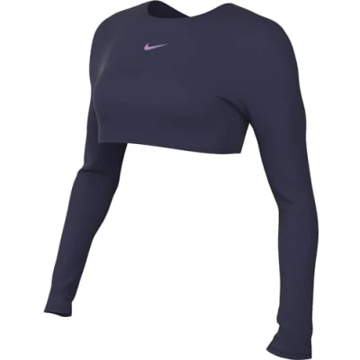 Abbildung von Nike Performance CROP Femme Langarmshirt, Damen, Größe: Large, Purple ink/purple cosmos/rush fuchsia