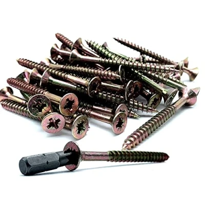 Abbildung von DOJA Barcelona Kreuzschlitz Spanplattenschrauben mit Bit Spitze 50 Holzschrauben Set 6x70 mm + 1 PZ2 Senkkopf Schrauben Verzinkt Holzbauschraube Tellerkopfschrauben Universalschrauben