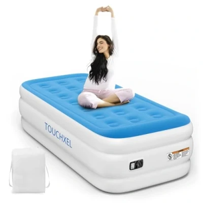 Abbildung von TOUCHXEL Luftmatratze 1 Person, Luftbett Selbstaufblasend Gästebett mit Elektrischer Pumpe &amp; Integrierter Kissen, Aufblasbare Matratze Einzelbett für Camping oder Heimgebrauch, 196 x 97 47cm