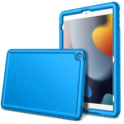 Abbildung von Fintie Silikon Hülle für iPad 10,2&quot; Zoll 2021/2020 / 2019 (9. 8. und 7. Generation) Anti Rutsch Schutzhülle mit verstärkten Ecken Kanten, rutschfeste Stoßfeste Cover, Blau