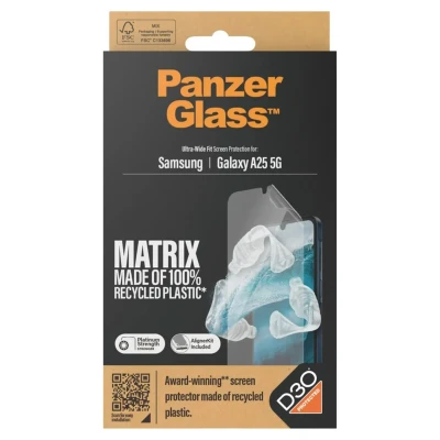 Abbildung von Samsung Galaxy A25 Schutzfolie PanzerGlass Matrix Recycled Ultra Wide Fit Anti Bacterial Screenprotector incl. applicator ﻿Ultra