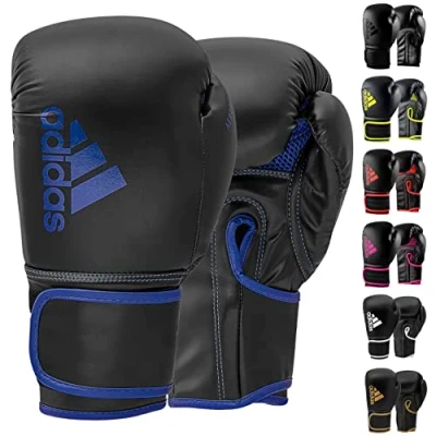 Abbildung von adidas Unisex Erwachsene Hybrid 80 Boxhandschuhe, Schwarz/Blau, 14 oz EU