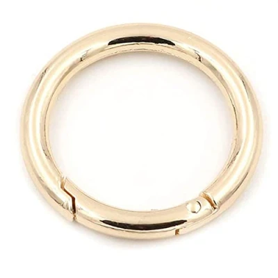 Abbildung von 2 x Karabinerring mit Federöffnung, O Ring, rund, Schnappverschluss, Schlüsselanhänger, gold, 38 mm