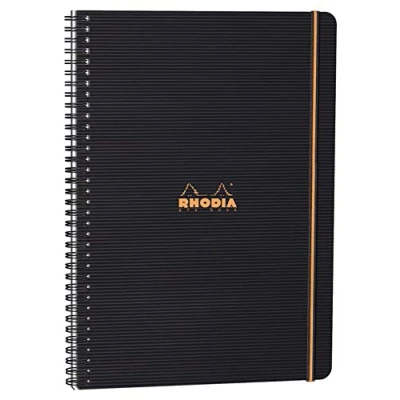 Abbildung von Rhodia 119930C Pro Book Notizbuch (mit Doppelspiralbindung, 5 Register, kariert, repositionierbar, DIN A4, 21 x 29,7 cm, 90 g, 80 Blatt) 1 Stück schwarz