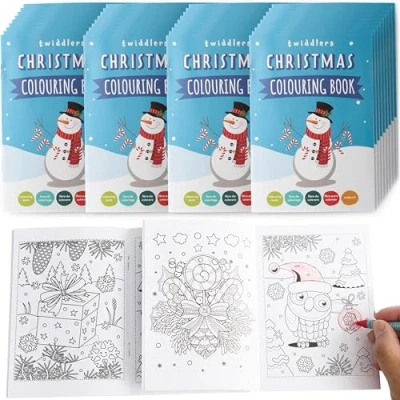 Abbildung von THE TWIDDLERS 36 Mini Weihnachten Malbücher für Kinder Adventskalender, Kindergeburtstag Mitgebsel, Piñata