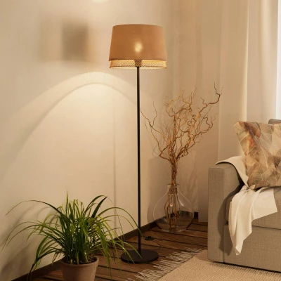 Abbildung von EGLO Stehlampe »TABLEY«, 1 flammig, Leuchtmittel E27 ohne Leuchtmittel, Stehleuchte, Metall in Schwarz, Bambus und Leinen, Fassung, 150 cm