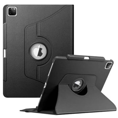 Abbildung von Fintie Hülle für iPad Pro 12.9 Zoll 6.Generation 2022/iPad 2021/2020/2018 mit Stifthalter Schutzhülle Cover 360 Grad drehbarem Ständer und Auto Schlaf/Wach Funktion, Schwarz