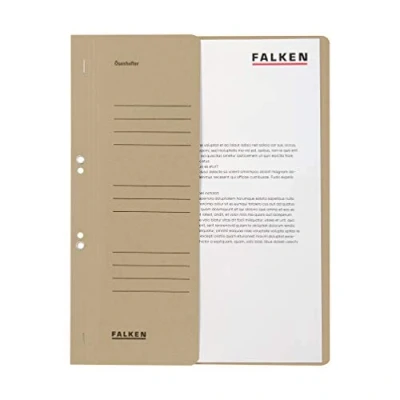 Abbildung von Original Falken 50er Pack Ösenhefter. Made in Germany. Aus Recycling Karton mit halbem Vorderdeckel und Behördenheftung für DIN A4 grau Hefter Sammelmappe Blauer Engel