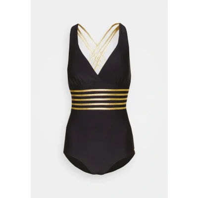 Abbildung von Lascana Swimsuit Young Elodie LA Badeanzug, Damen, Größe: 46xD, Black/gold