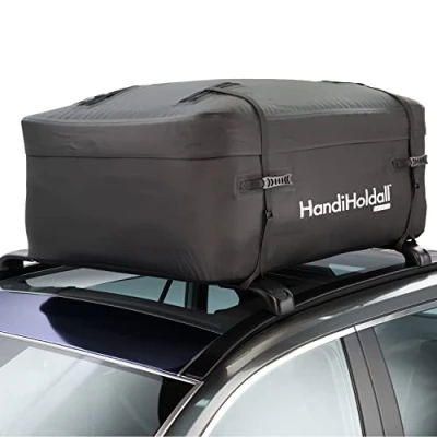 Abbildung von HandiWorld HandiHoldall 400 Liter Wasserdichter Dachkoffer; Faltbarer Dachkoffer mit festem Boden; Schwarz