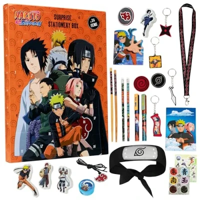 Abbildung von Naruto Adventskalender 2024 Kinder, Anime Geschenk mit Schreibwaren &amp; Spielzeug(Orange)