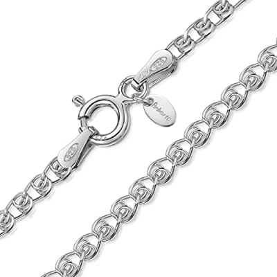 Abbildung von Amberta 925 Sterlingsilber Damen Halskette Herzkette 2.3 mm Breite Verschiedene Längen: 40 45 50 55 60 cm (60cm)