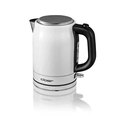 Abbildung von Cloer 4511 Wasserkocher Edelstahl, 2200 W, Wasserstandsanzeige, Trockengeh und Überhitzungsschutz, 1 Liter, Weiß