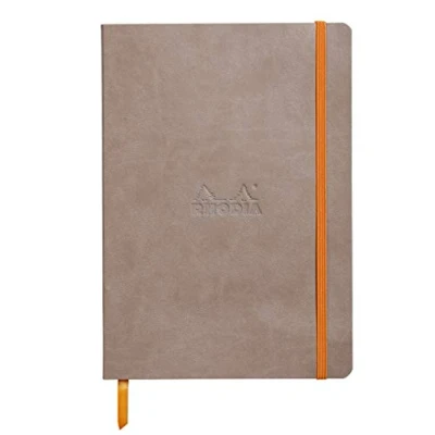 Abbildung von Rohida Rhodia 117454C Notizheft Rhodiarama mit weichem Umschlag, dot grid, 80 Blatt, 90 g elfenbeinfarbenes Papier, A5 148 x 210 mm, Lesezeichen, Innentasche,1 Stück,maulwurfsgrau