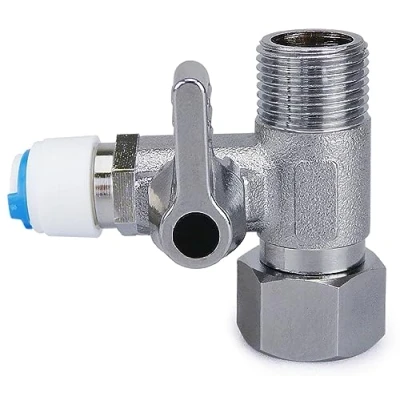 Abbildung von smardy V004 Absperrhahn T Stück 3/8x3/8x1/4&quot; Wasseranschluss Kühlschrank Quick Adapter zum Anschluss von 2 Geräten