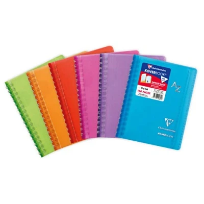 Abbildung von Clairefontaine 322601C Heft mit Register Koverbook (mit Doppelspiral, 9 x 14 cm, kariert, 50 Blatt) 1 Stück farbig sortiert