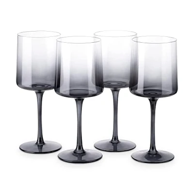 Abbildung von Navaris grau getönte Weingläser 4er Set Farbige mit Stiel Stilvolle Design Glaswaren zum Servieren von Wein Cocktails Desserts