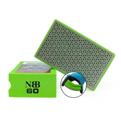 Abbildung von NBB Diamant Handschleifpad zum Schleifen oder Polieren Schleifblock Schleifschwamm mit flexiblem Schaumstoffrücken von Stein Granit Keramik Fliesen Glas Holz Metall (1, 60#)
