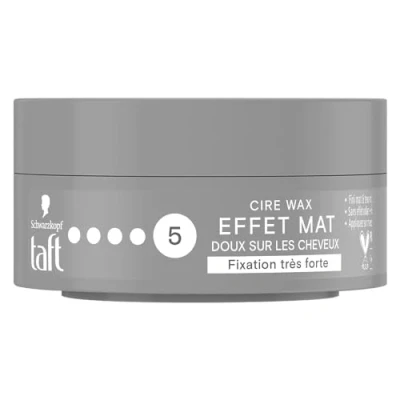 Abbildung von Schwarzkopf Taft Wax Haarwachs für Herren Effekt matt 5 starke Befestigung schützt das Haar vor dem Austrocknen lange Haltbarkeit 24 Stunden Halt Friseur Frisur 75 ml