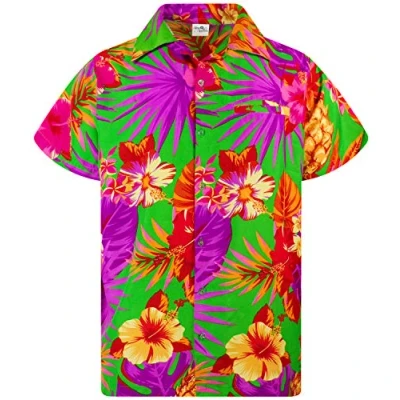 Abbildung von King Kameha Funky Hawaii Hemd, Herren, Kurzarm, Pineapple, Grün, XL
