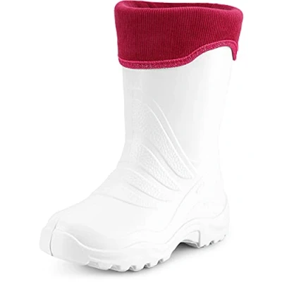 Abbildung von Ladeheid Kinder Mädchen Jungen federleichte Eva Thermo Gummistiefel gefüttert LA 861 (Weiß/Rosa, 30/31 EU)