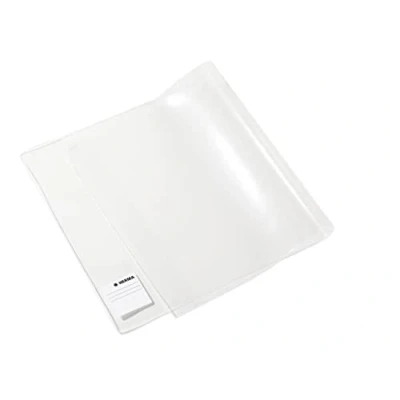 Abbildung von HERMA 14250 Buchumschlag 25 x 44 cm Basic, Buchhülle mit Beschriftungsetikett &amp; Kantenschutz aus abwischbarer Polypropylen Folie, Buchschoner für Schulbücher, transparent