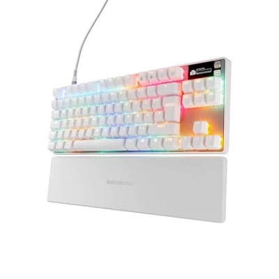 Abbildung von SteelSeries Apex Pro TKL Gen 3 Weiß HyperMagnetic Gaming Tastatur OmniPoint 3.0 Switches Anpassbares Ansprechverhalten Rapid Trigger Tap/SOCD OLED PBT Keycaps USB C DE QWERTZ