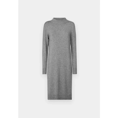 Abbildung von Vila Damen Viril Crew Neck L/S Midi Dress Noos Kleid, Medium Grey Melange,XS