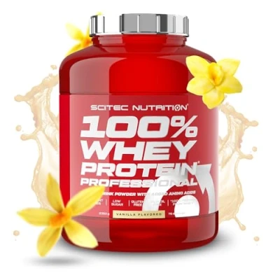 Abbildung von Scitec Nutrition 100% Whey Protein Professional Angereichert mit zusätzlichen Aminosäuren und Verdauungsenzymen Glutenfrei Palmölfrei, 2.35 kg, Vanille