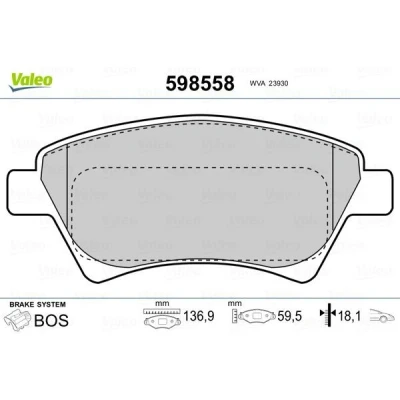 Abbildung von VALEO 598558 Bremsbelagsatz Vorderachse exkl. Verschleißwarnkontakt mit Anti Quietsch Blech RENAULT: SCENIC 3, GRAND 2