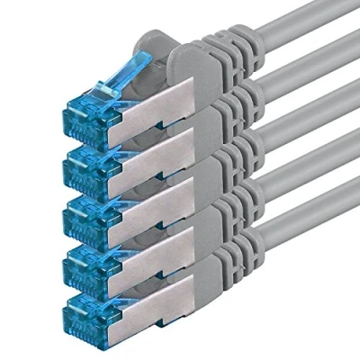 Abbildung von 1aTTack.de 0.25m CAT6a Netzwerkkabel grau 5 Stück CAT 6 A Patchkabel 10000 Mbit s SFTP PIMF 500 MHz kompatibel zu CAT5 CAT6 CAT7 DSL Internet Switch Router