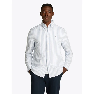 Abbildung von Tommy Hilfiger FLEX Regular FIT Stripe Hemd Sweet blue optic white, Herren, Größe: Large, white
