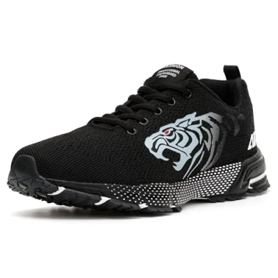 Abbildung von ASHION Turnschuhe Herren Sneaker Laufschuhe Sportschuhe Atmungsaktiv Leichte Straßenlaufschuhe,A Schwarz,41 EU