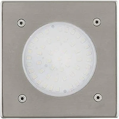 Abbildung von EGLO LED Bodeneinbauleuchte Lamedo, 1 flammige Einbauleuchte, Wegelampe aus Edelstahl, Farbe: Silber, Glas: Weiß, satiniert, eckig, IP67