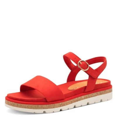 Abbildung von MARCO TOZZI Damen Sandalen flach mit Klettverschluss Bequem, Rot (Fire), 40 EU