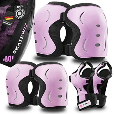 Abbildung von SKATEWIZ Schoner Inliner Kinder, Schützer Kinder Knieschoner Protektoren Knieschützer Schlittschuhe Größe XS Pk Schwarz