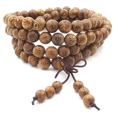 Abbildung von Thajaling 108 Gebetskette Mala Armband, Naturholz tibetisch buddhistischen Buddha Meditation Halskette Armband