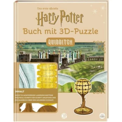Abbildung von Harry Potter Quidditch Das offizielle Buch mit 3D Puzzle Fan Art: hochwertigem Schnatz Figuren Holzbau Set