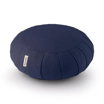 Abbildung von basaho Classic Zafu Meditationskissen Yogakissen Bio Baumwolle Buchweizenschalen Abnehmbarer und waschbarer Bezug (Mitternachtsblau)