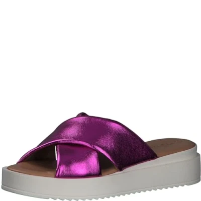 Abbildung von Tamaris Pantolette hoch, Damen, Größe: 36, Fuxia metallic Leder