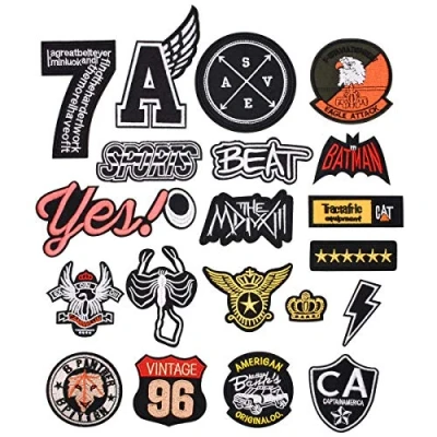 Abbildung von 20 Stück Aufnäher zum Aufbügeln für bestickte Flicken DIY Patches Nähen Applikationen Jacken, Jeans, Rucksäcke, T Shirts