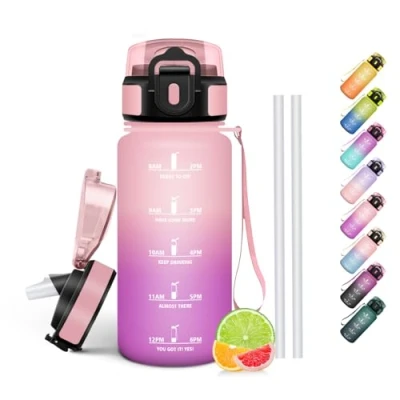 Abbildung von HoneyHolly Trinkflasche Kinder 500ML, BPA Frei, Kohlensäure Geeignet, Wasserflasche Auslaufsicher, Sportflasche mit Strohhalm, Sport für Kinder, Schule, Büro
