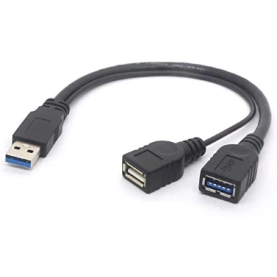 Abbildung von Tomost USB 3.0 Buchse Splitterkabel Stecker auf Dual Buchse, Extra Power Verlängerungskabel, Y Adapter für 2,5 Zoll mobile Festplatte, 30 cm (1 2 Buchsen)