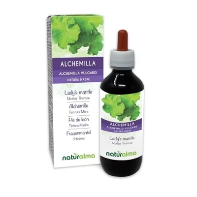 Abbildung von Frauenmantel (Alchemilla vulgaris) Kraut Alkoholfreier Urtinktur Naturalma Flüssig Extrakt Tropfen 200 ml Nahrungsergänzungsmittel Veganer