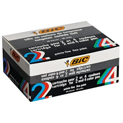 Abbildung von BIC 4 Farben Kugelschreiberminen grün Colours, 50er Pack, dokumentenechte Tinte, Strichstärke 0.4 mm